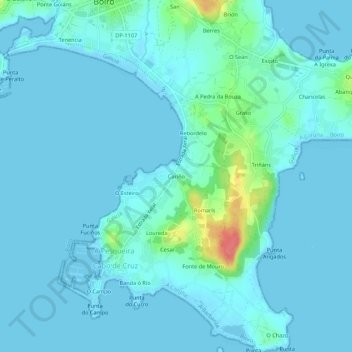 Cariño topographic map, elevation, terrain