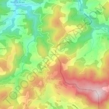 Les Hieres topographic map, elevation, terrain