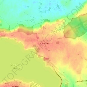 Grafham topographic map, elevation, terrain