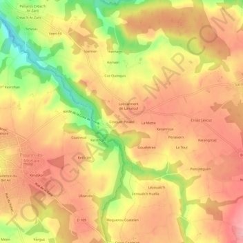 Cosquer Pinard topographic map, elevation, terrain