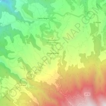 Hoya Grande topographic map, elevation, terrain