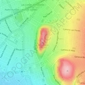 Cerro Calán topographic map, elevation, terrain