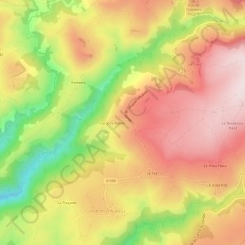 Lasbros topographic map, elevation, terrain