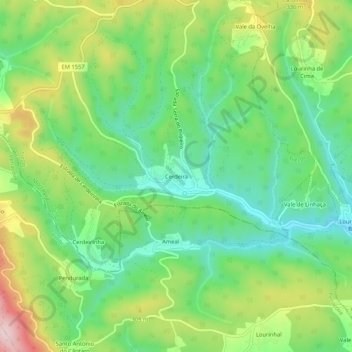 Cerdeira topographic map, elevation, terrain