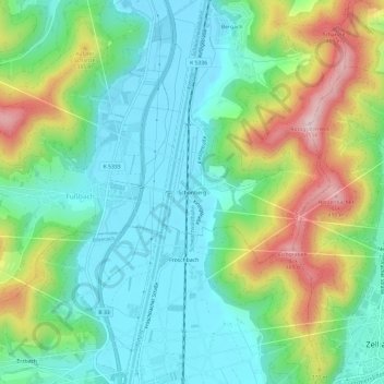 Schönberg topographic map, elevation, terrain