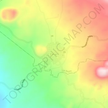 Zacan topographic map, elevation, terrain