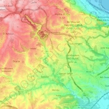 Tixeraïne topographic map, elevation, terrain