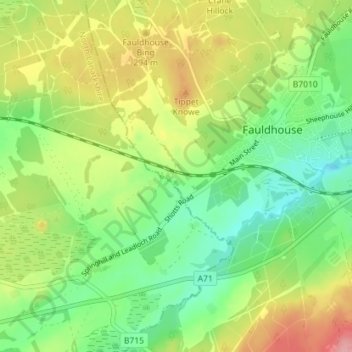 Braehead Farm topographic map, elevation, terrain