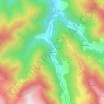 Moureous topographic map, elevation, terrain