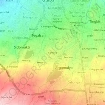 Kenteng topographic map, elevation, terrain