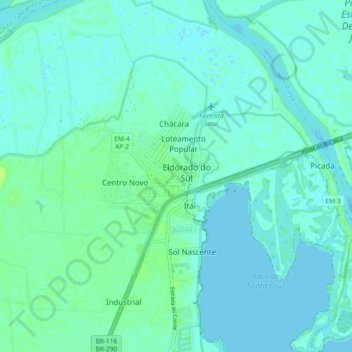 Eldorado do Sul topographic map, elevation, terrain