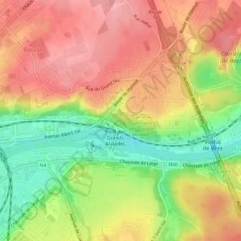 Grands Malades topographic map, elevation, terrain