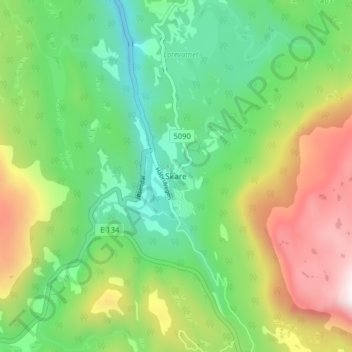 Skare topographic map, elevation, terrain