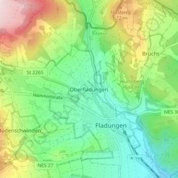 Oberfladungen topographic map, elevation, terrain