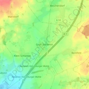 Groß Schlamin topographic map, elevation, terrain