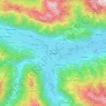 Gusinje topographic map, elevation, terrain