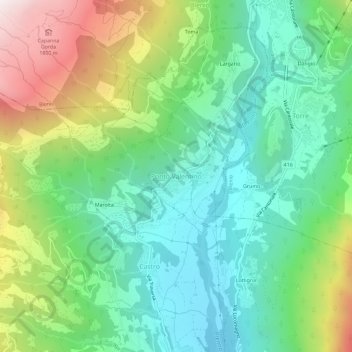 Ponto Valentino topographic map, elevation, terrain