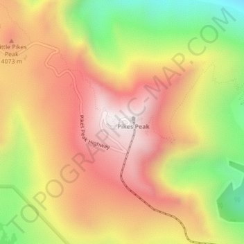 Pikes Peak topographic map, elevation, terrain