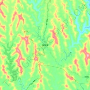 Liangan topographic map, elevation, terrain