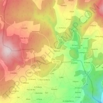 Gueral topographic map, elevation, terrain