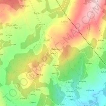 Esgueva topographic map, elevation, terrain