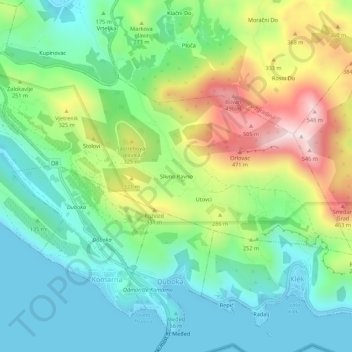 Slivno Ravno topographic map, elevation, terrain