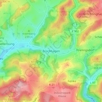 Brochhagen topographic map, elevation, terrain