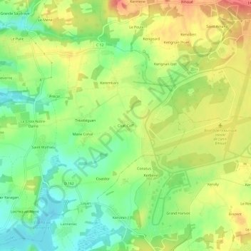 Coat-Coff topographic map, elevation, terrain