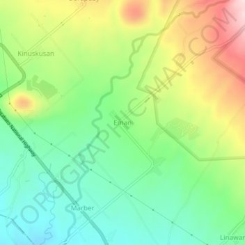 Eman topographic map, elevation, terrain