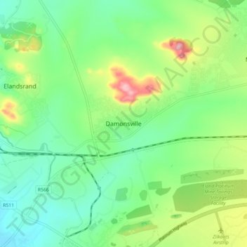 Damonsville topographic map, elevation, terrain