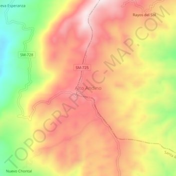 Alto Andino topographic map, elevation, terrain