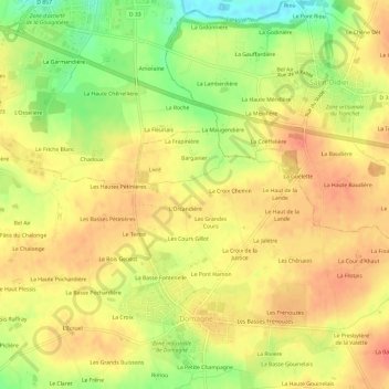 Le Bas Pâtis topographic map, elevation, terrain