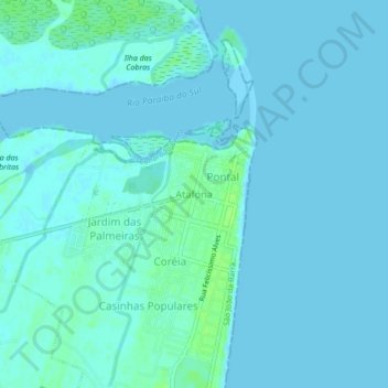 Atafona topographic map, elevation, terrain