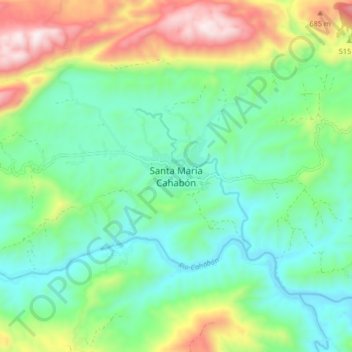 Santa María Cahabón topographic map, elevation, terrain