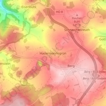 Hadermannsgrün topographic map, elevation, terrain