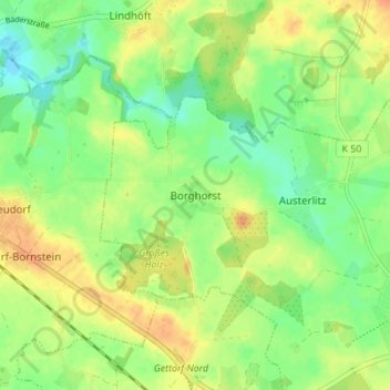 Borghorst topographic map, elevation, terrain
