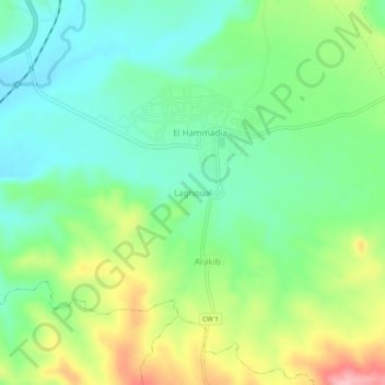 Laghoual topographic map, elevation, terrain
