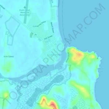 Evans Head topographic map, elevation, terrain