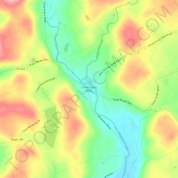 Huntington Mills topographic map, elevation, terrain