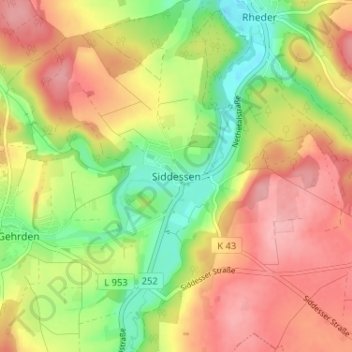 Siddessen topographic map, elevation, terrain