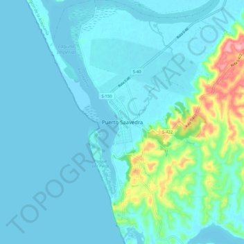 Puerto Saavedra topographic map, elevation, terrain
