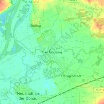 Bad Gögging topographic map, elevation, terrain