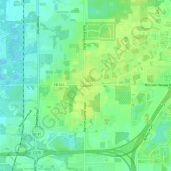 Gillette topographic map, elevation, terrain