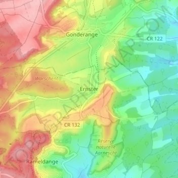 Ernster topographic map, elevation, terrain