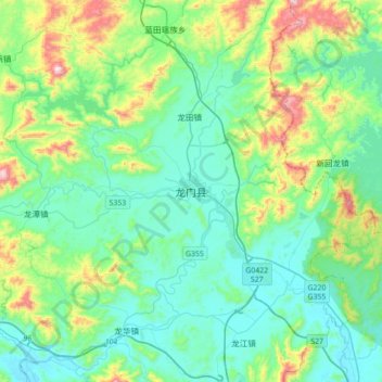 龙门县 topographic map, elevation, terrain