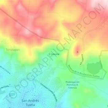 El Cebollal topographic map, elevation, terrain