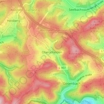Oberschelden topographic map, elevation, terrain