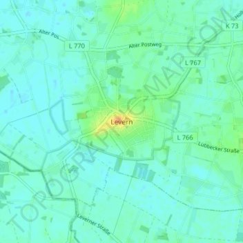 Levern topographic map, elevation, terrain