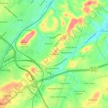 East Ridge topographic map, elevation, terrain