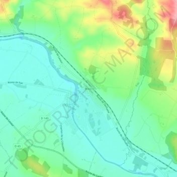 Brazis topographic map, elevation, terrain
